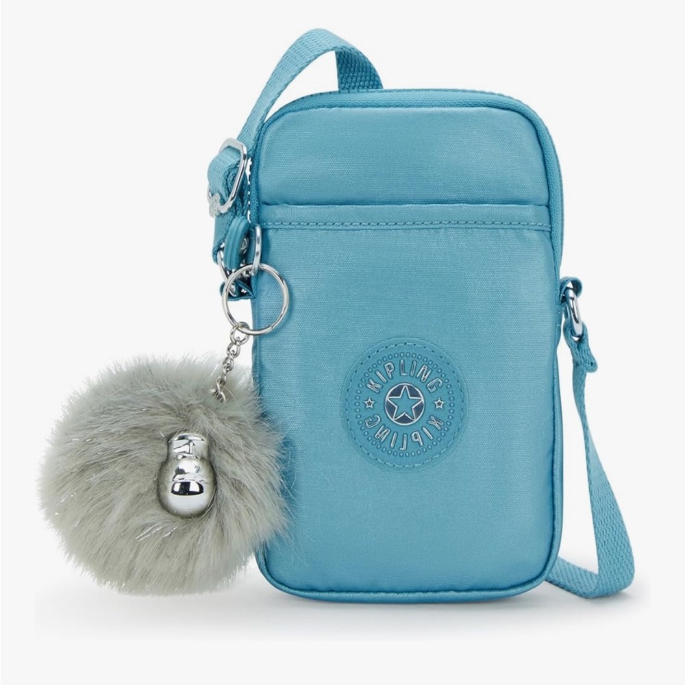 KIPLING Womens Adjustable Strap Tally Gm Aqua Tides Metallic Mini Crossbody Bag